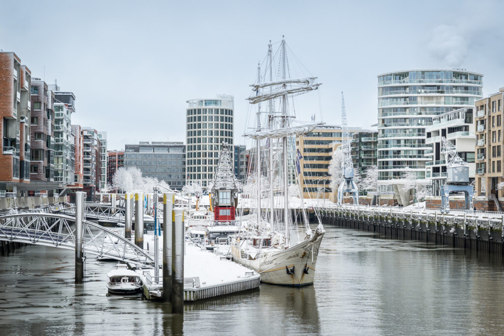 Sandtorhafen im Schnee. Foto: Kerstin Bittner